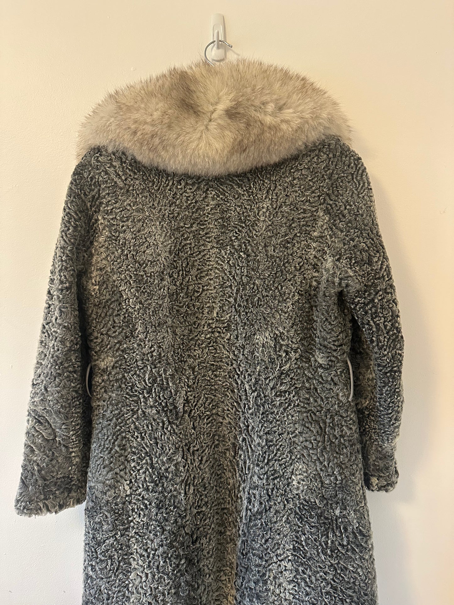 Vintage Gray Lamb and Mink Fur Women's Coat