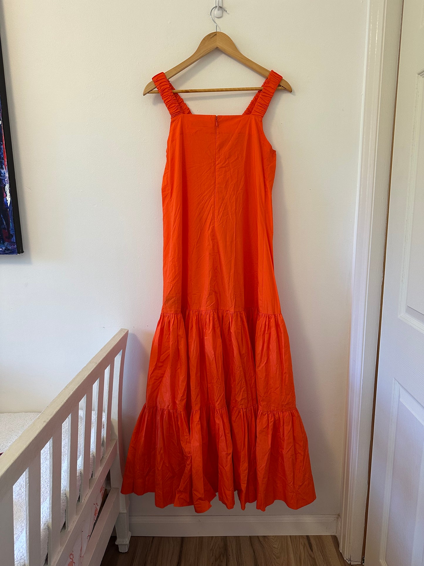 Eudon Choi Midi Tiered Orange Dress - Size 6