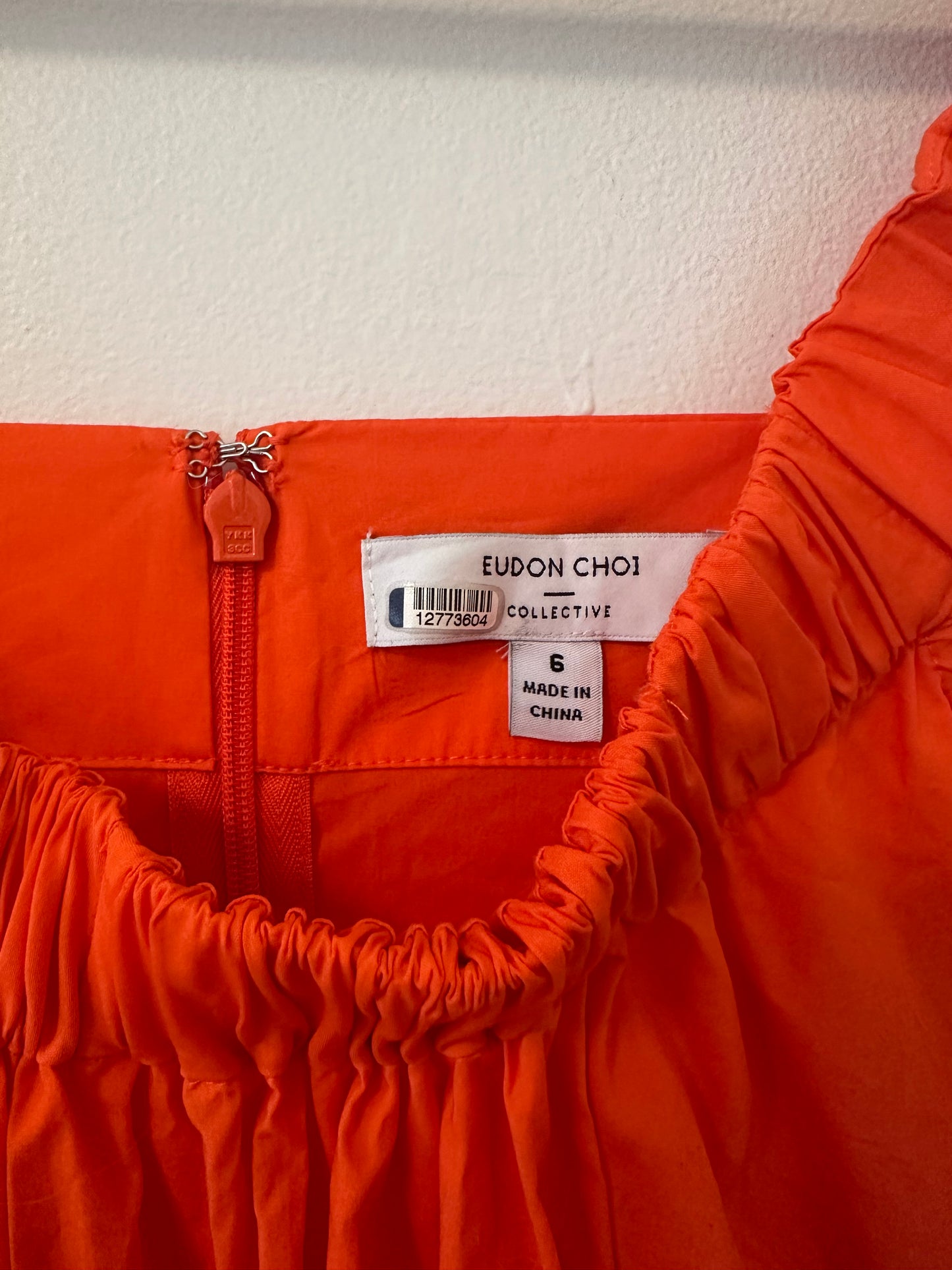 Eudon Choi Midi Tiered Orange Dress - Size 6