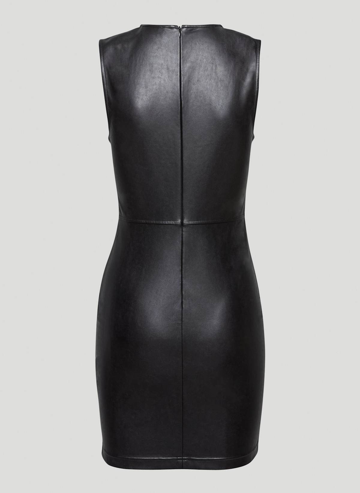 NWT Aritzia Cannes Black Crewneck Faux Leather Mini Dress - Size 6