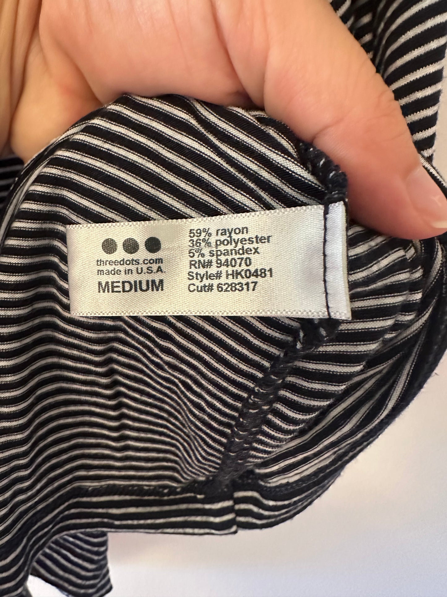 Three Dots Striped Sleeveless Women's Top - Size Medium