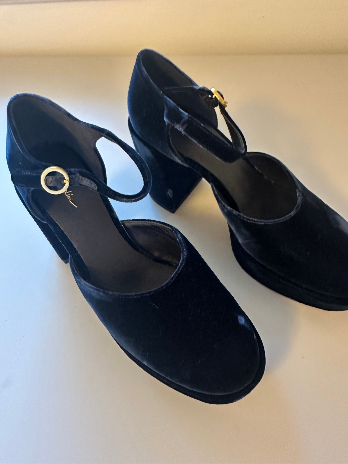 3.1 Phillip Lim Naomi Navy Velvet Platform Maryjane Heels | Size 39.5