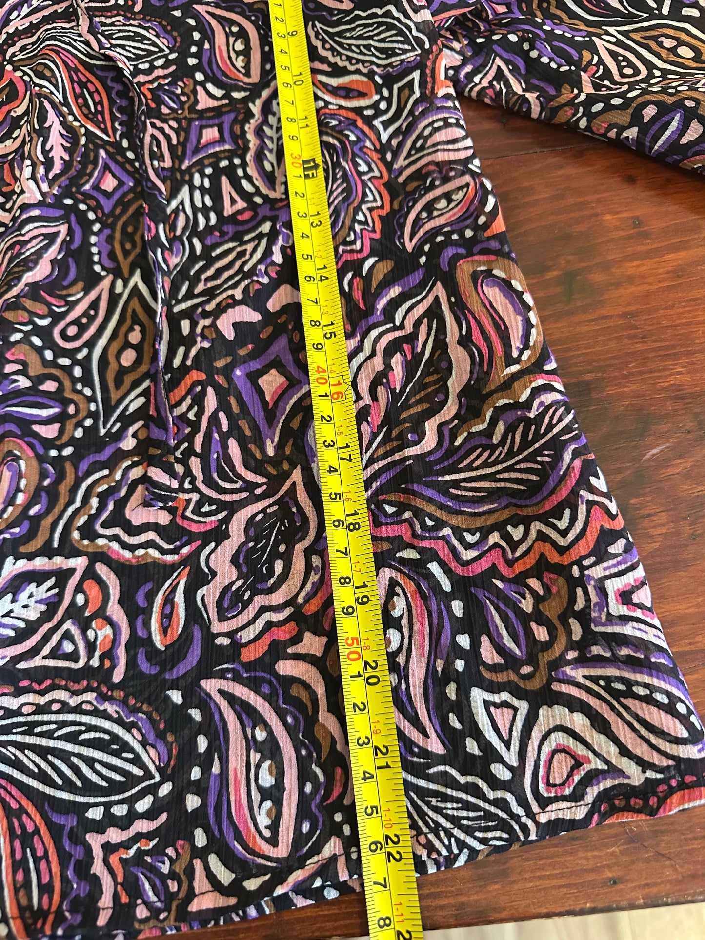 Sanctuary Paisley Print Smock Neck Top in Purple Pattern - Size XS