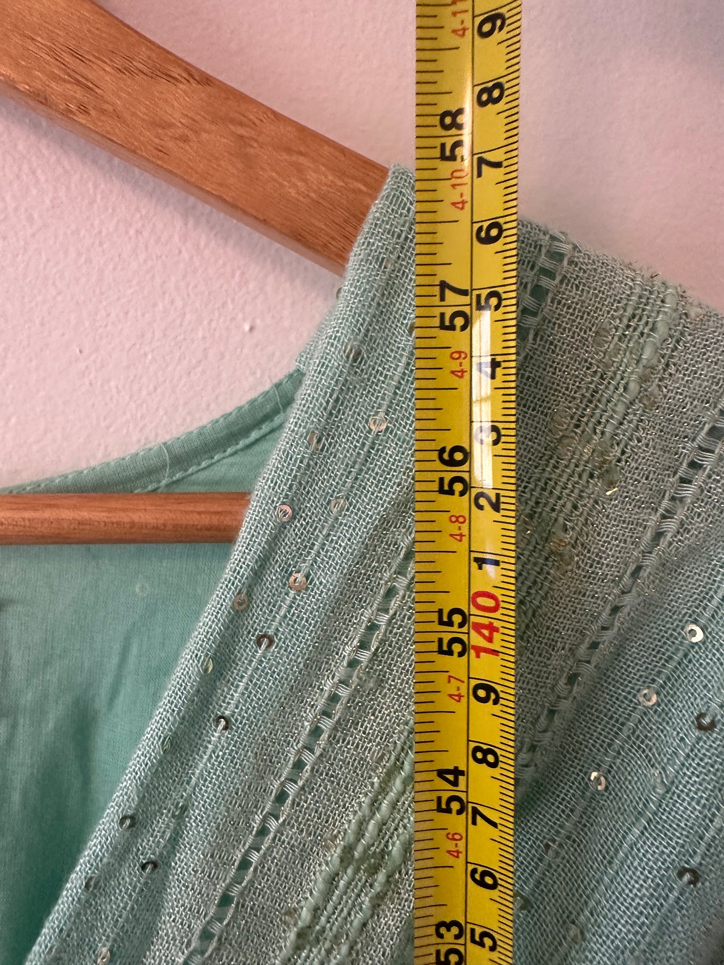 Sundress Long Sleeve Mint Green Wrap Maxi Dress | Size XS/S