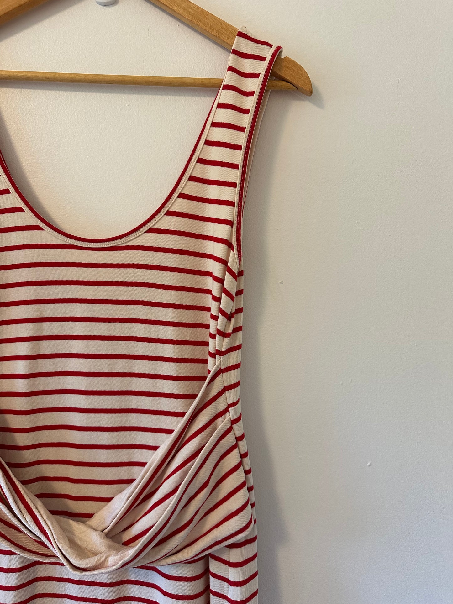 Maeve Striped Red and White Sleeveless Dress Size Medium