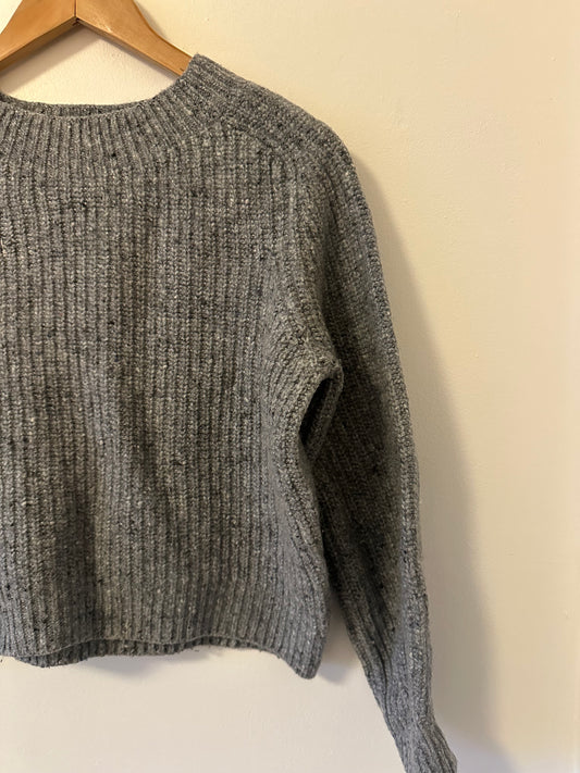 Vince Wool Blend Marled Gray Women's Ribbed Sweater | Size Small