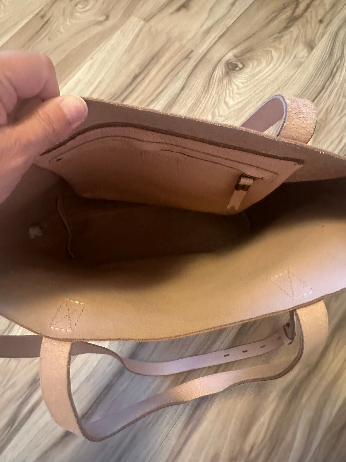 Madewell Blush Pink Open Top Leather Tote Bag