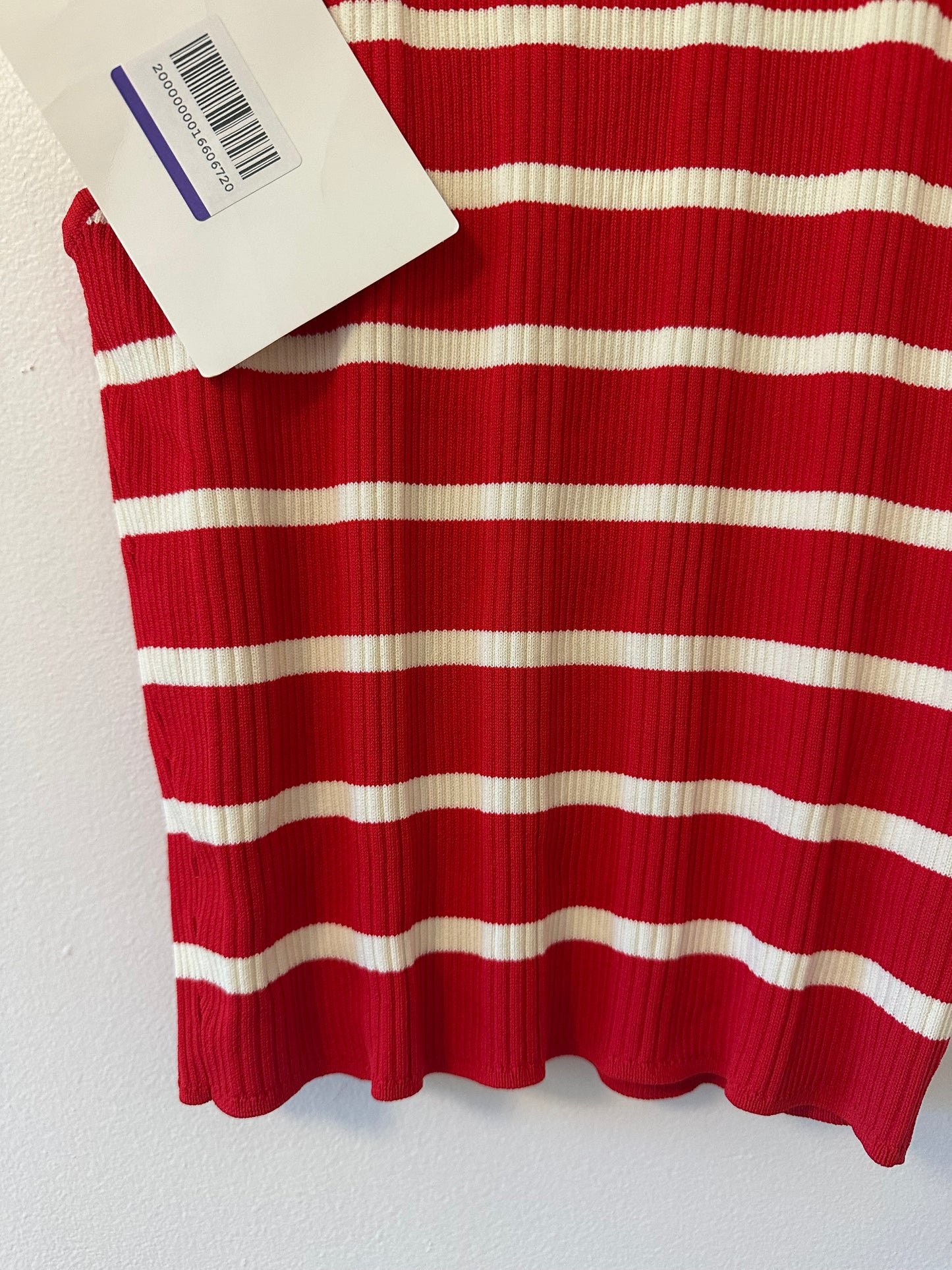NWT Solid & Striped Red and White Striped Ribbed CarsonTank Top - Size XL