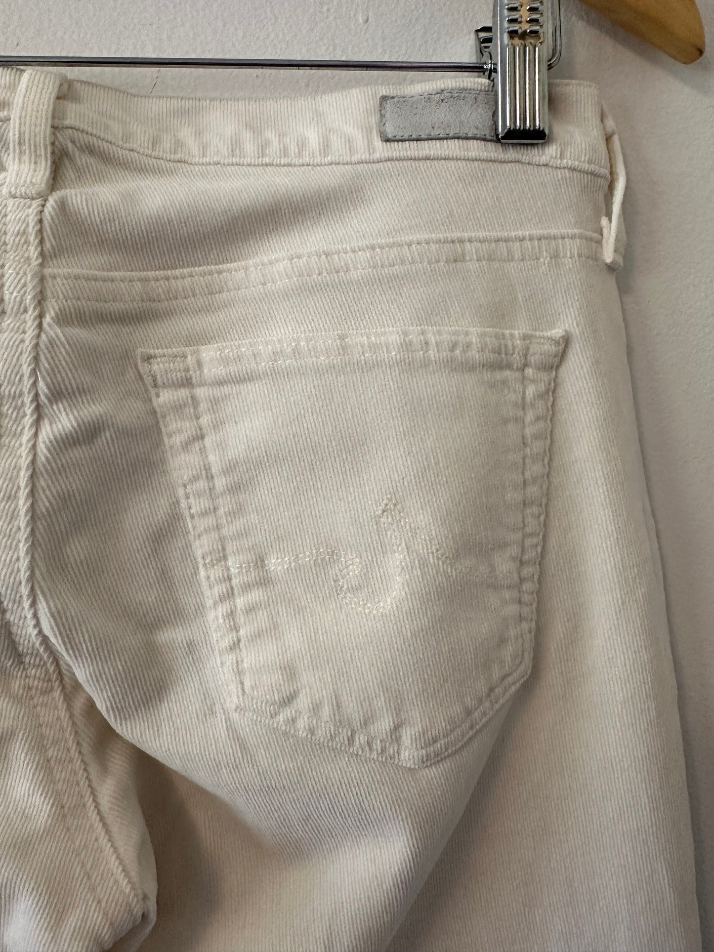 AG Adriano Goldschmied Stevie Ankle White Corduroy Jeans | Size 27