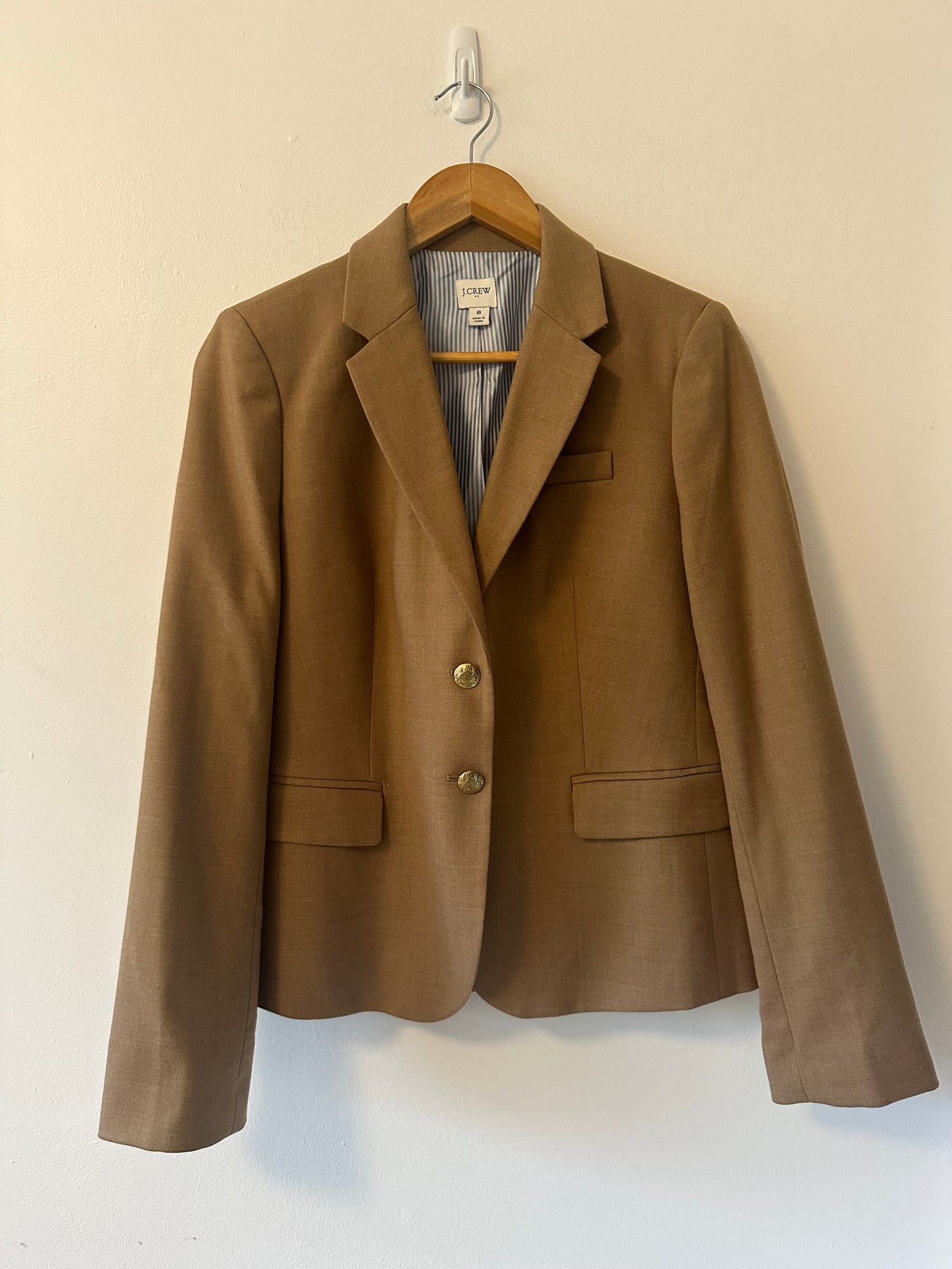 J. Crew Women’s Tan Wool Blend Boy Blazer | Size 8