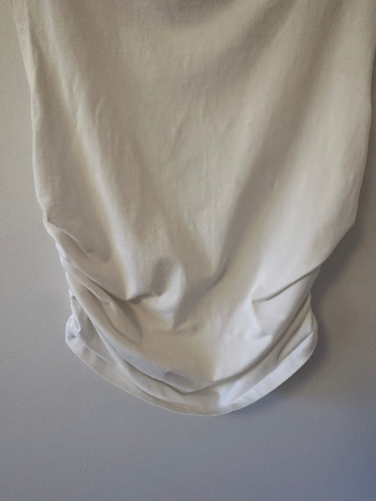 Maeve White Sleeveless Ruched Mock Neck Tee | Size Large
