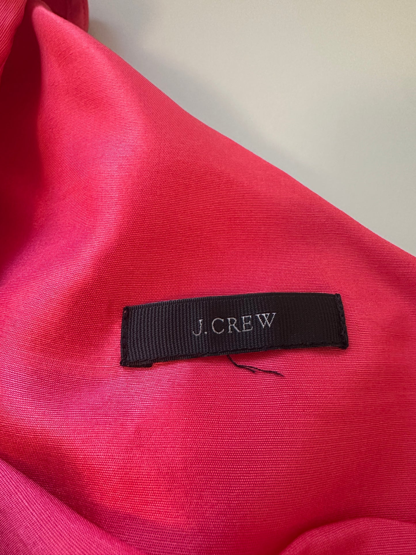J. Crew Silk Shantung One-Shoulder Ruffle Blouse in Brilliant Poppy
