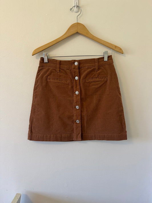 7 For All Mankind Brown Corduroy Button-Front Mini Skirt Size 28