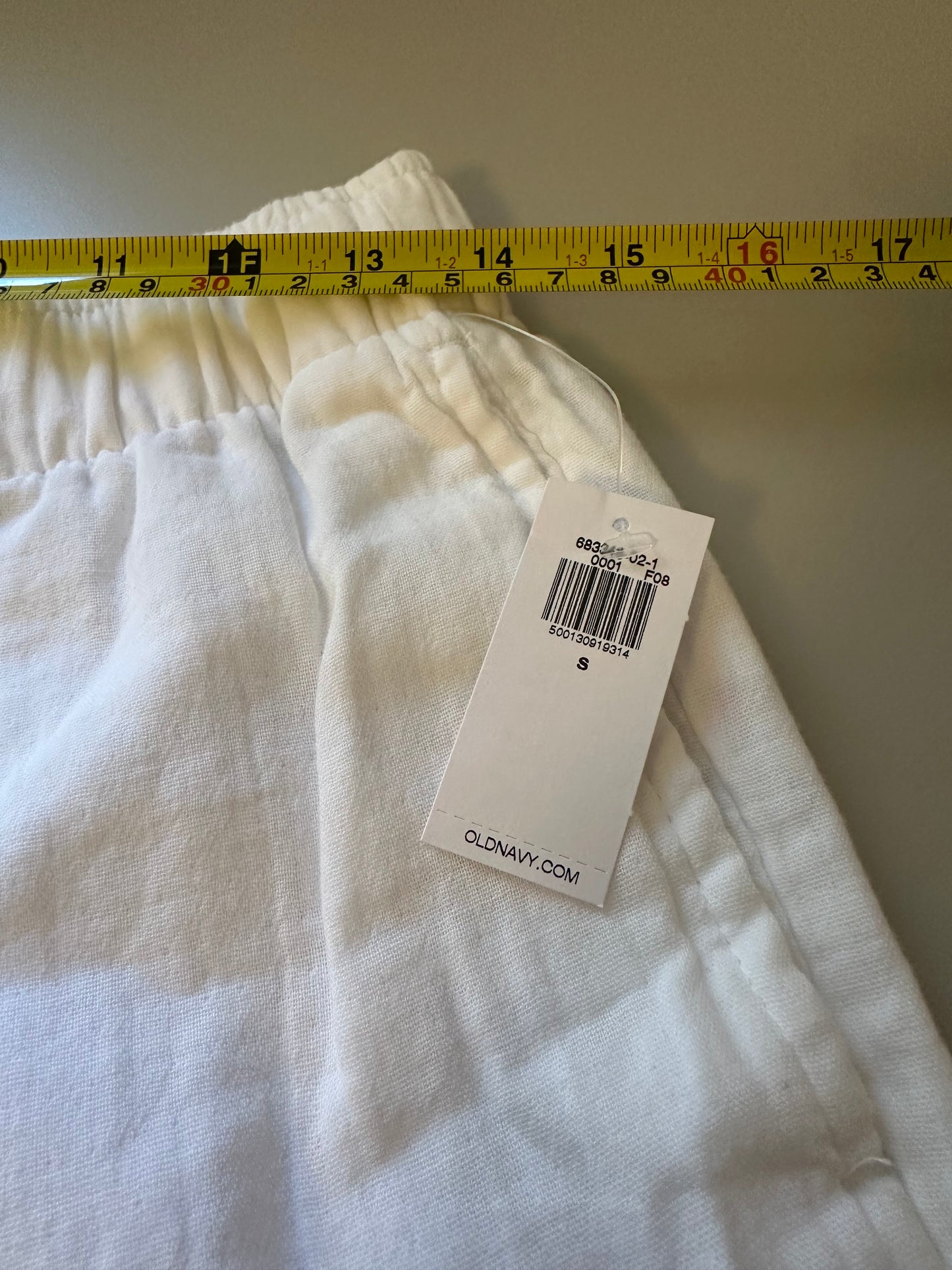 NWT Old Navy Cotton White Wide Leg Elastic Waist Pants | Size Small