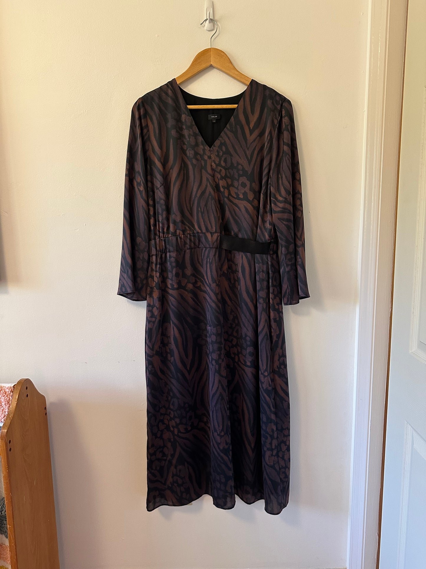 Solar Black and Brown Patterned Dress | Size EU 42