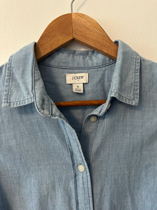 J. Crew Women's Blue Sleeveless Button Down Cotton Shirt | Size Small
