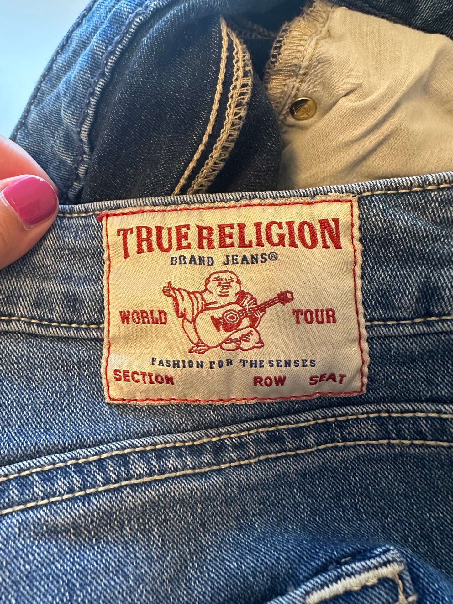 True Religion - Mid Rise Medium Blue Super Skinny Jeans | Size 30