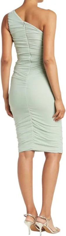 Love X Design One Shoulder Body Con Dress in Sage Green - Size Medium