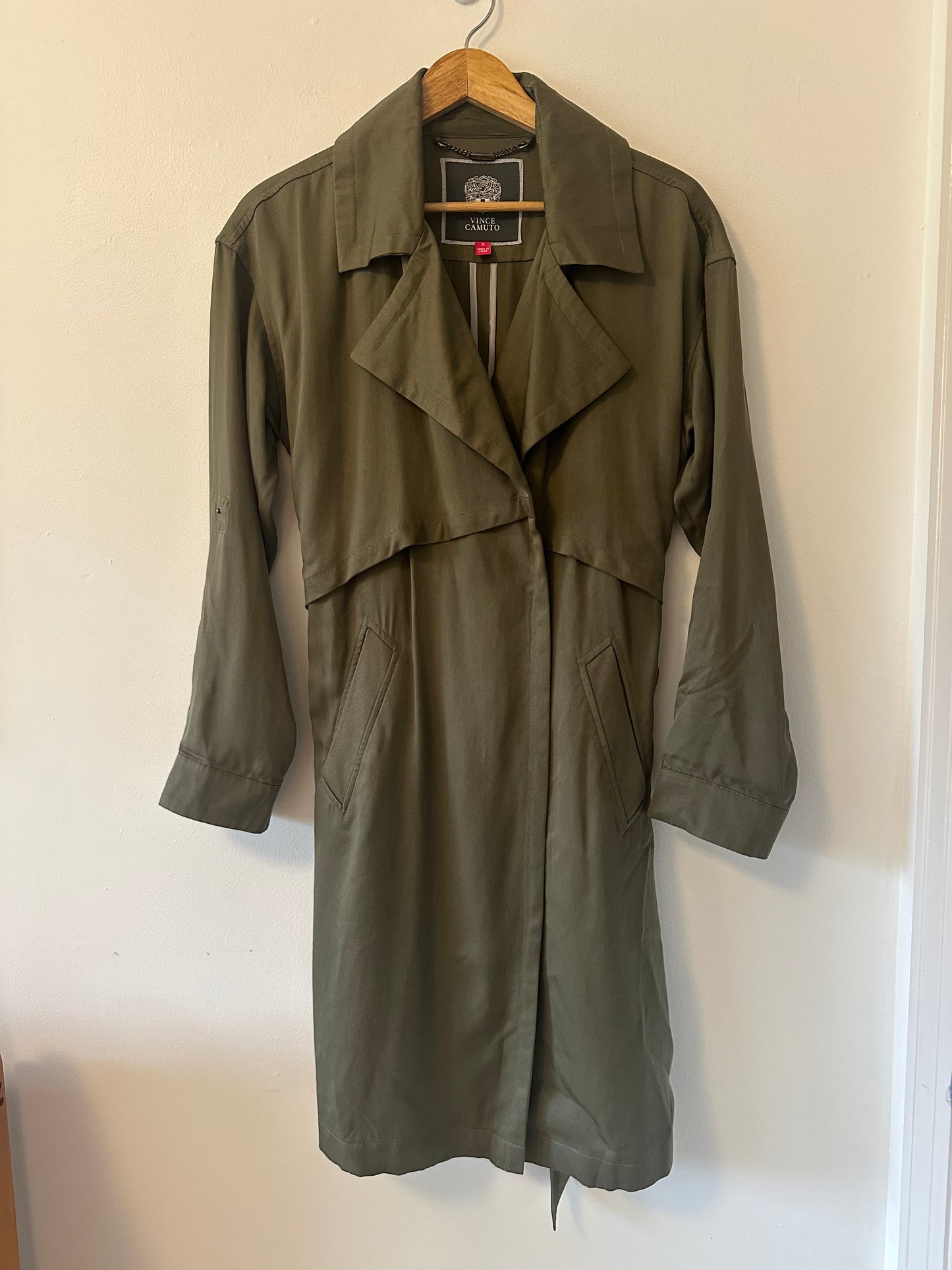 Vince Camuto Olive Green Women's Trench Coat | Size Small