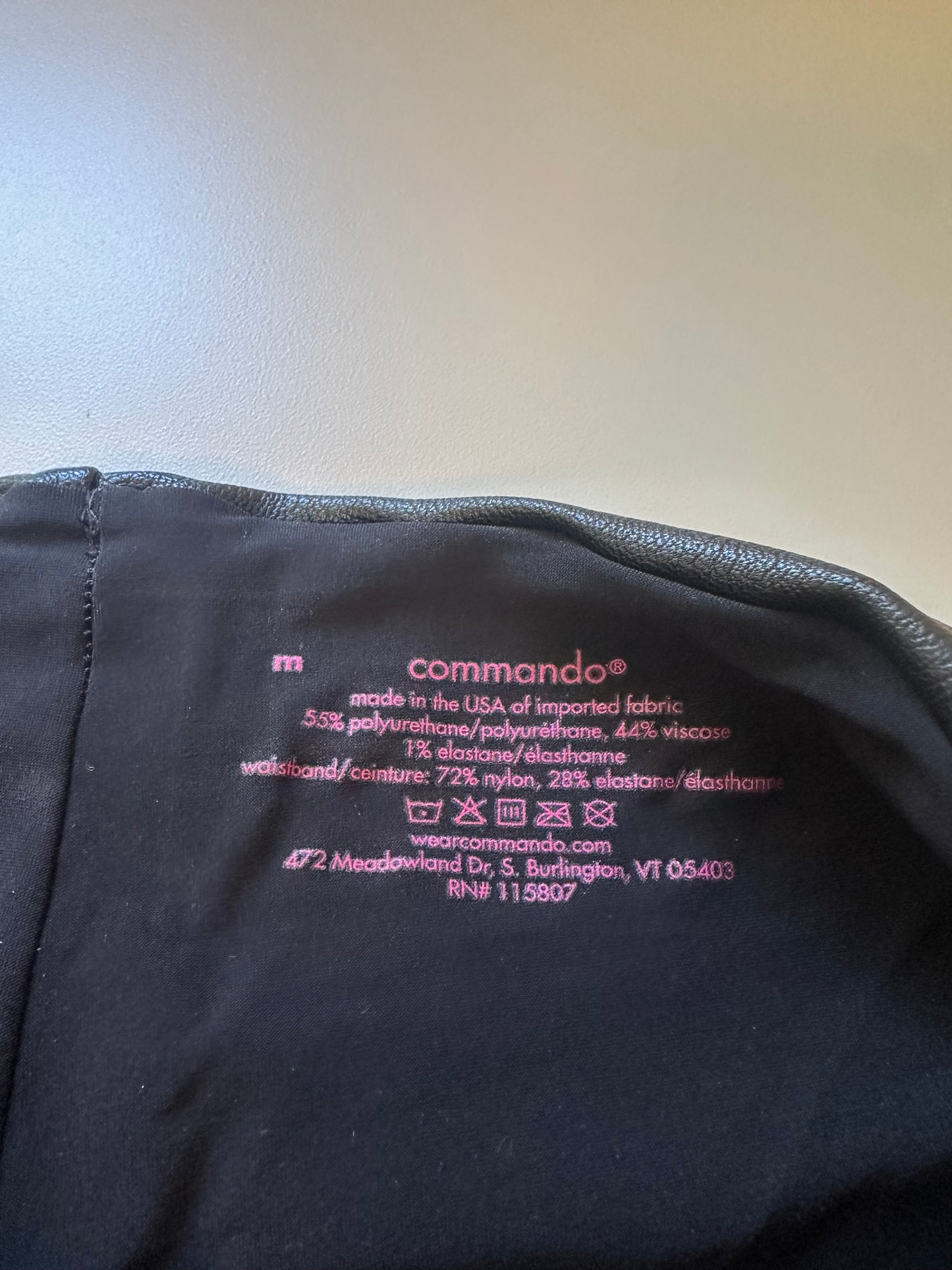 Commando Black Faux Leather Leggings | Size Medium
