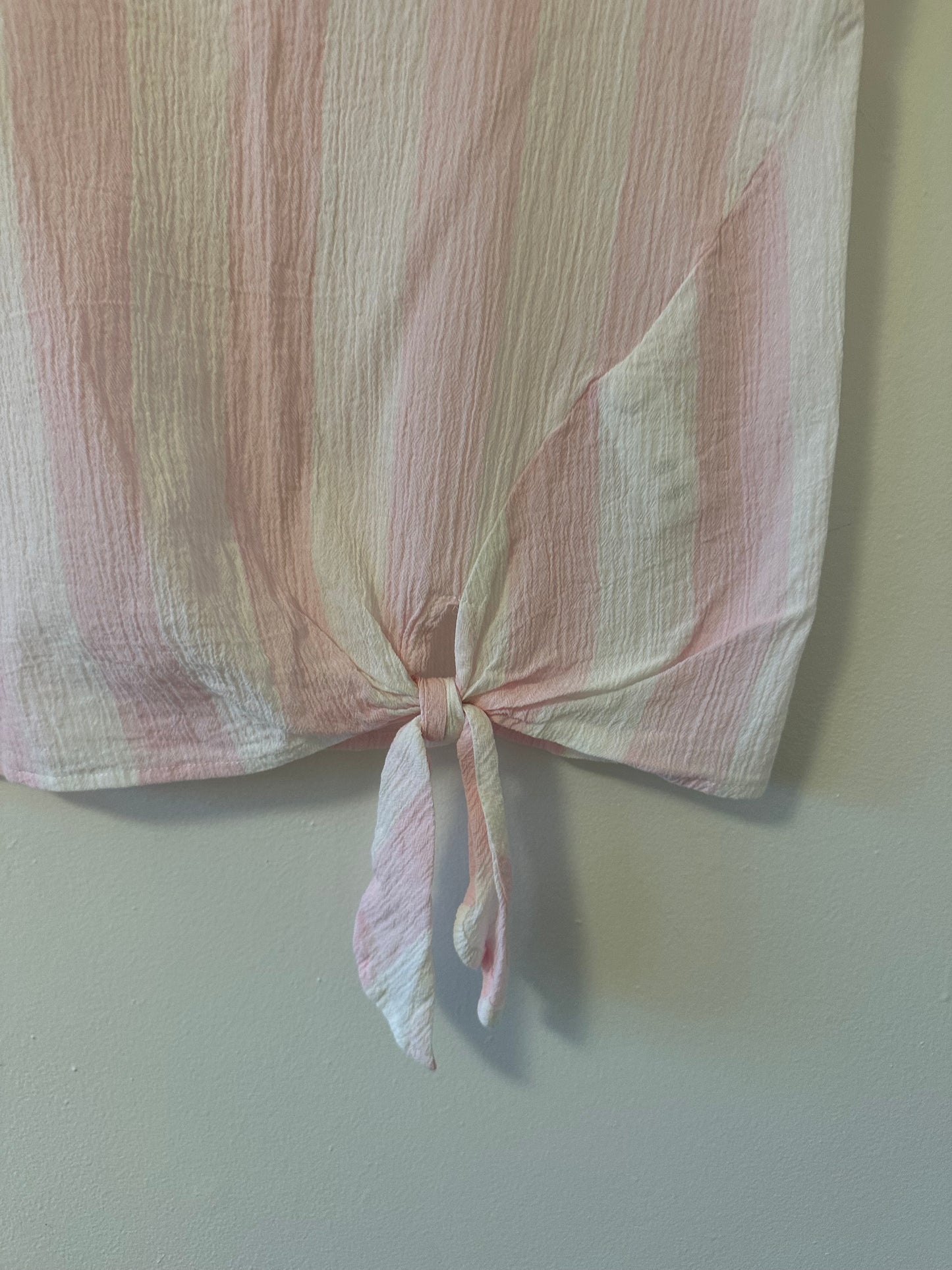 Beachlunchlounge Pink and White Stripe Gauze Top Size XS