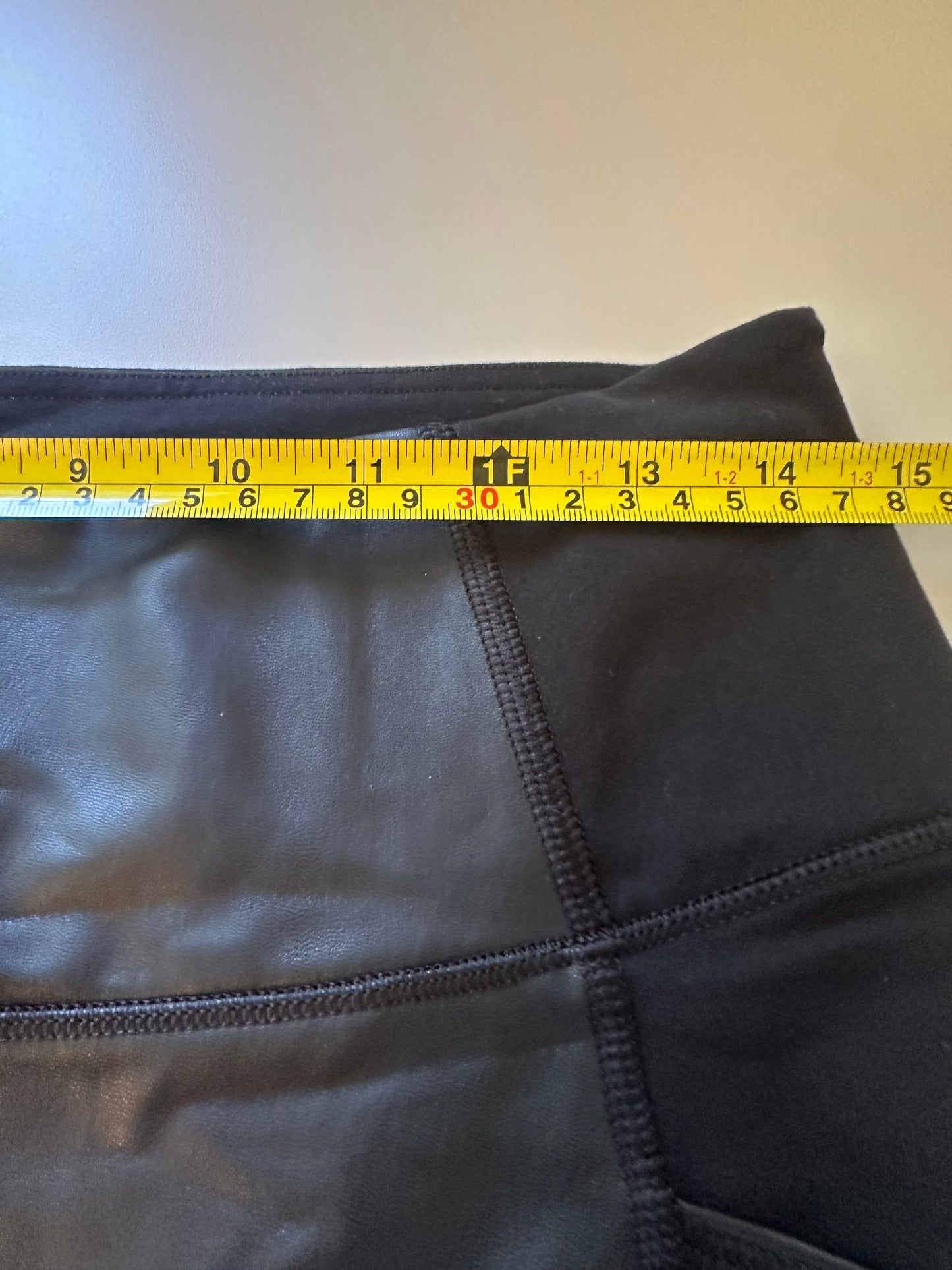 Athleta Black Faux Leather Leggings with Pockets | Size Medium