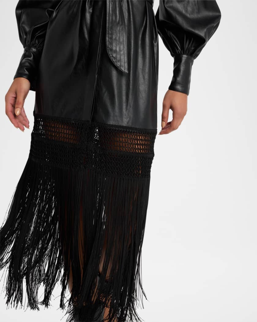No Pise La Grama Black La Victoria Long-Sleeve Fringe Dress | Size 8