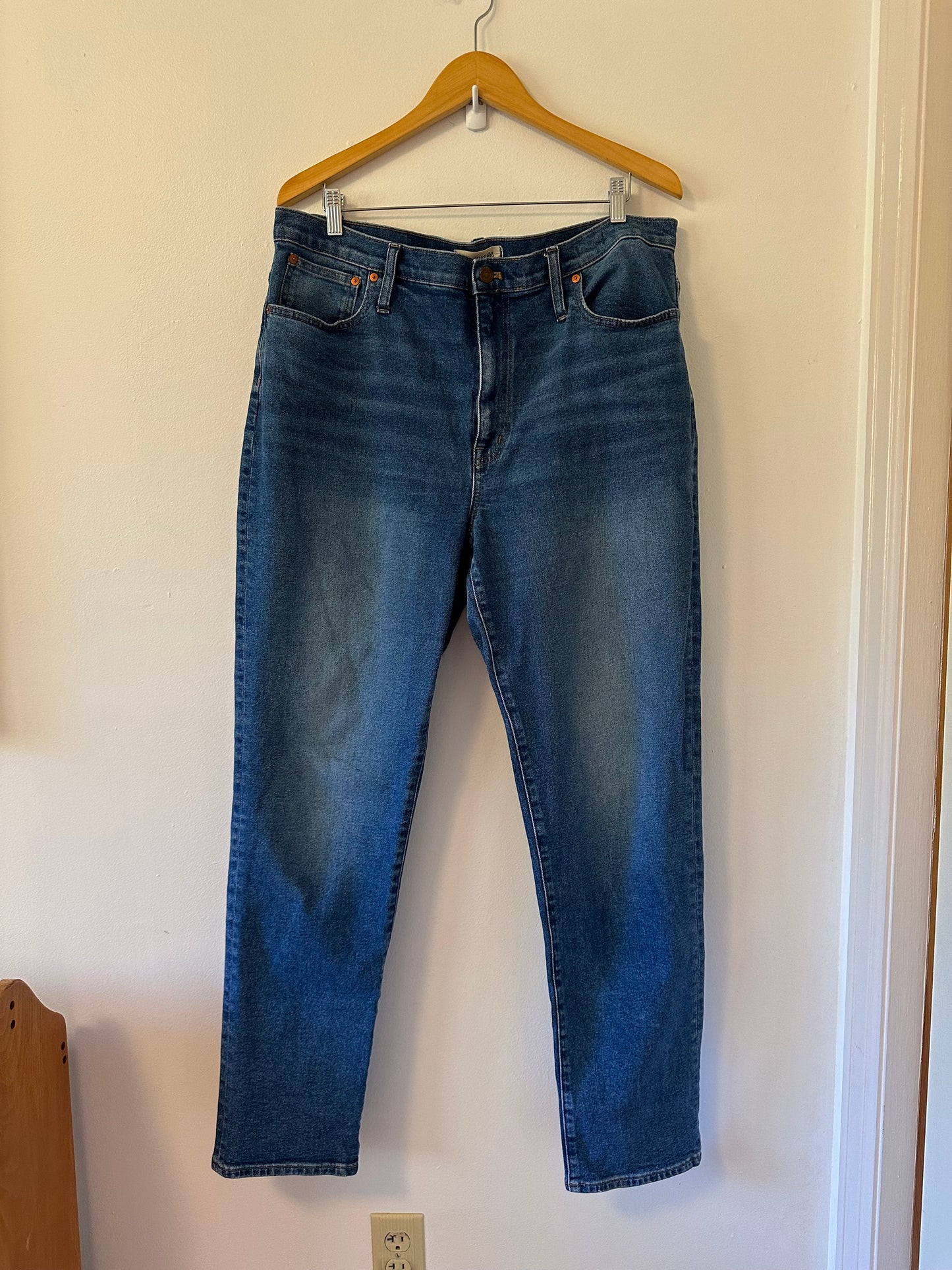 Madewell Women's The Slim High Rise Boy Straight Leg Jeans | Size 33 Tall