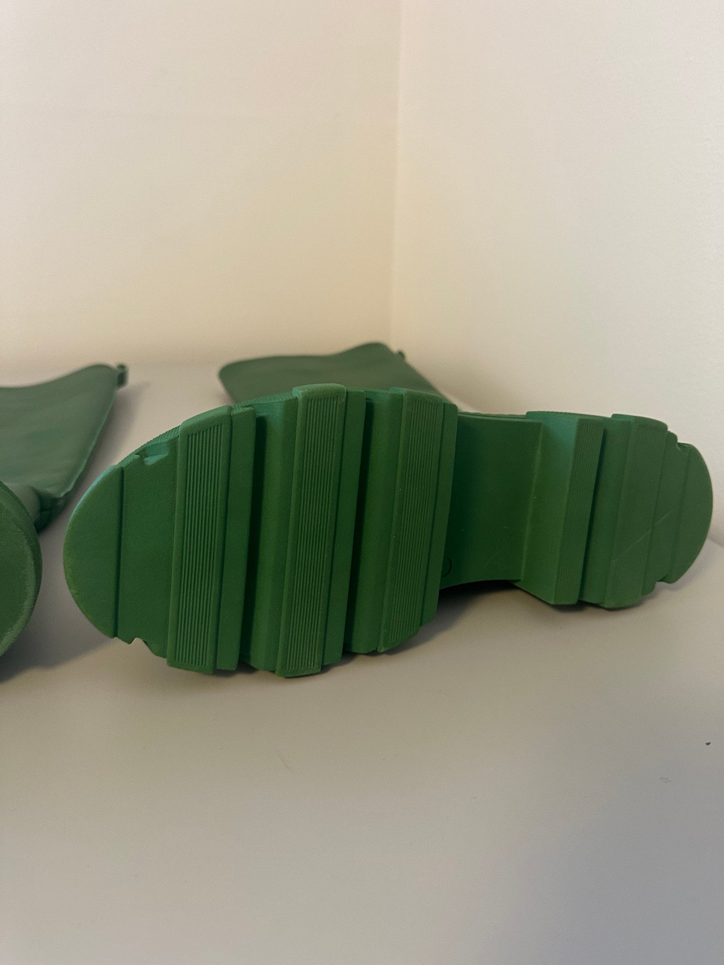 Gia Borghini x Pernille Tall Green Leather Knee High Rain Boots | Size 38.5