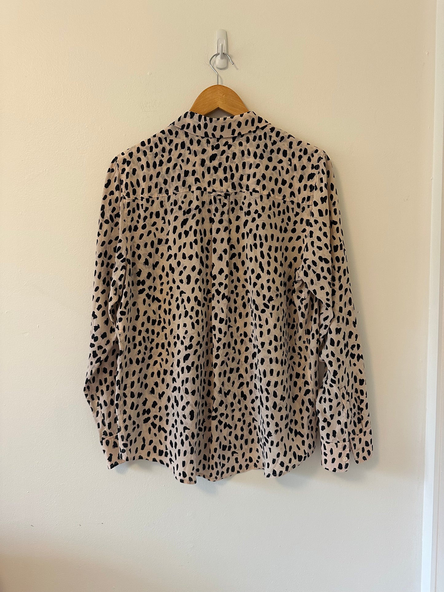 Rails Rebel Leopard Print Silk Button Down Top | Size Large