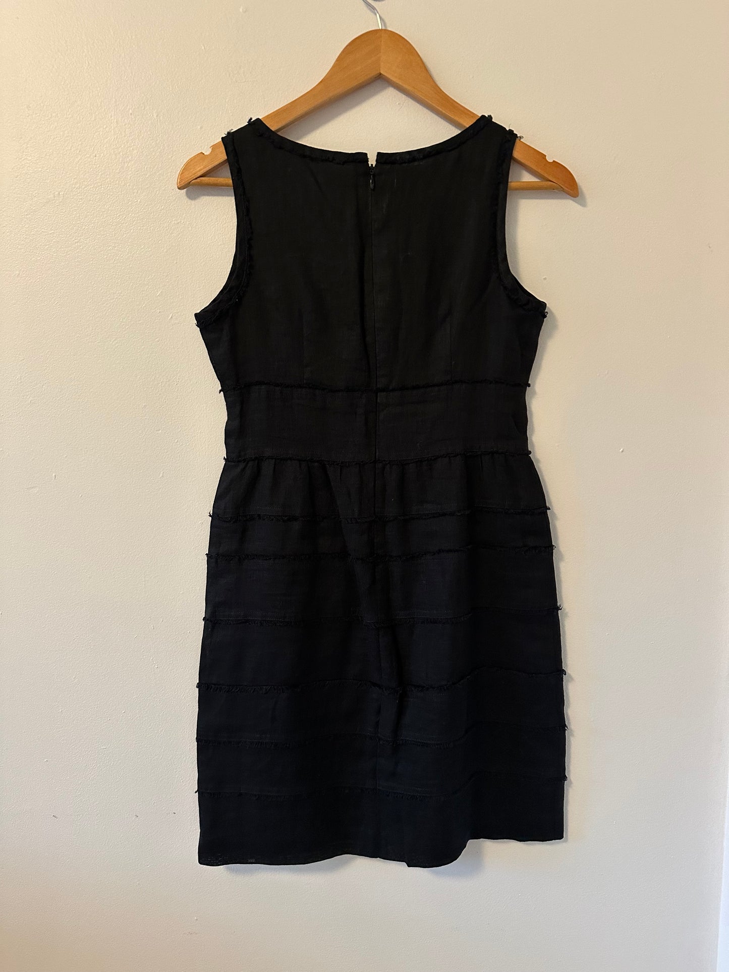 Talbots - Black Sleeveless Tiered Linen Mini Dress | Size 2P