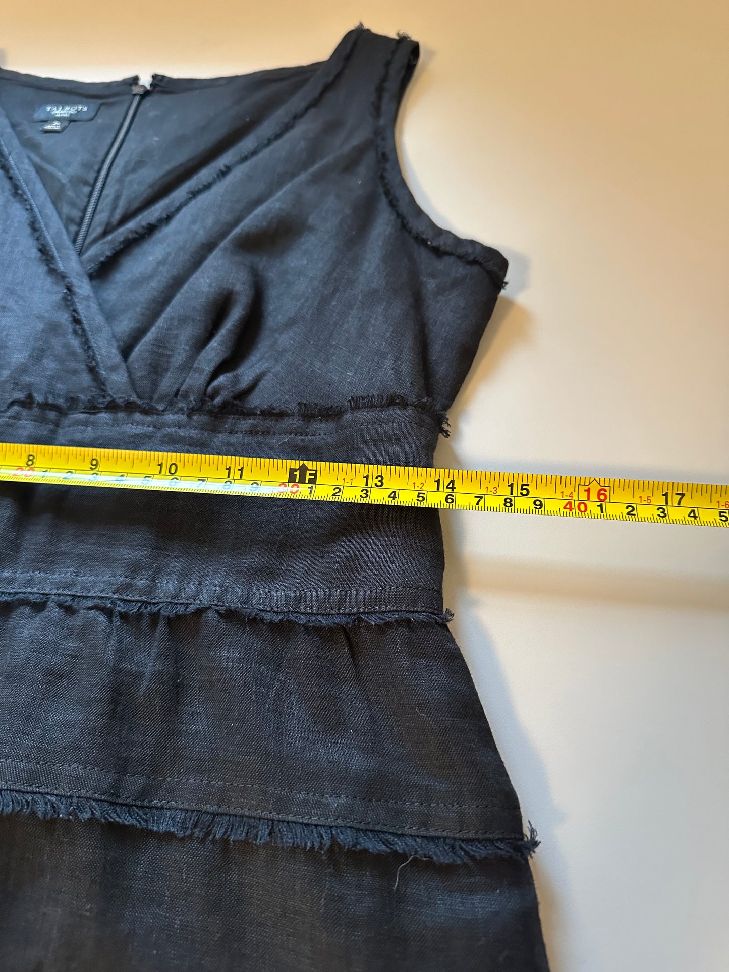Talbots - Black Sleeveless Tiered Linen Mini Dress | Size 2P
