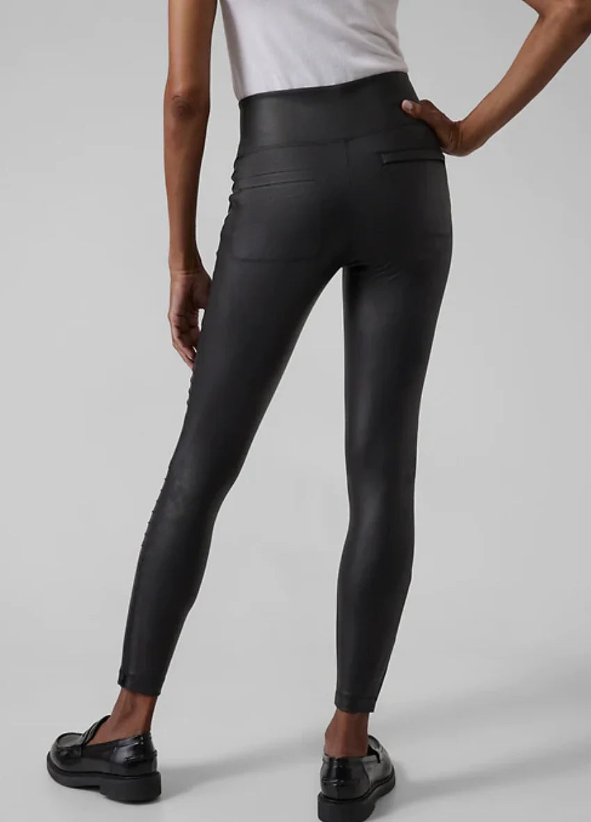 Athleta Delancey Gleam Moto Tight Black Leggings | Size Small