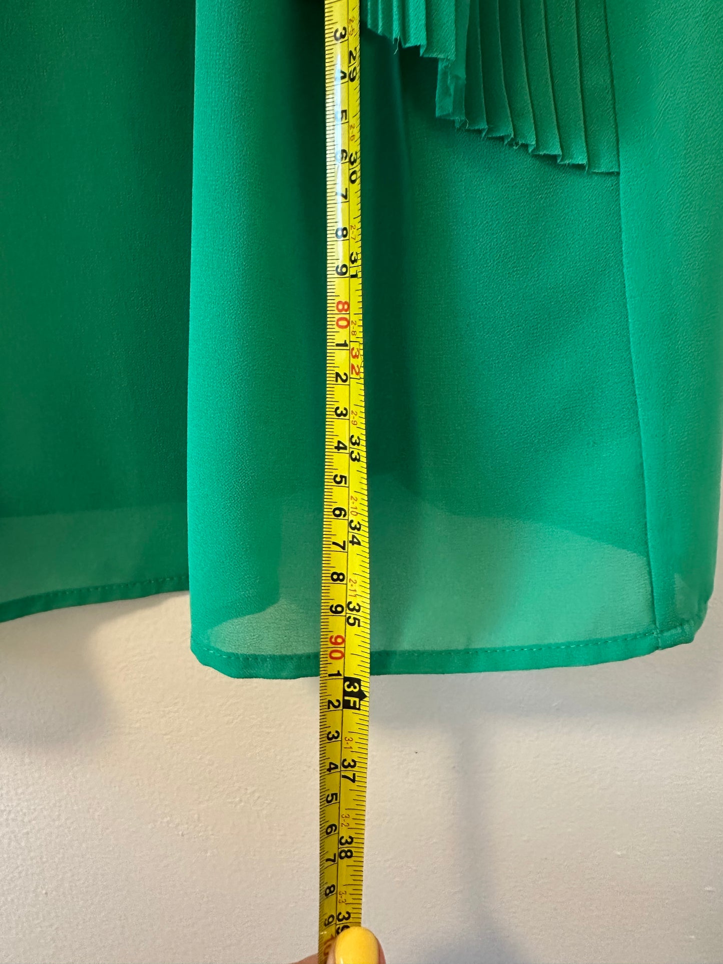 Ya Los Angeles Green Tiered Pleated Dress - Size Medium
