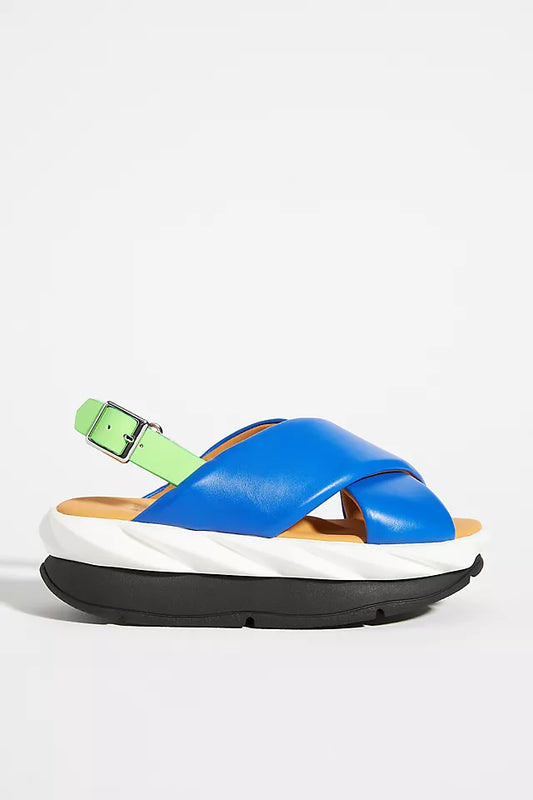 4CCCCEES Mellow Moa Platform Slingback Sandal in Blue | Size 39