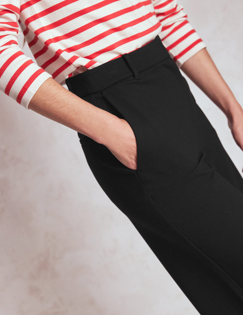 Boden Wide-Leg Ponte Pants in Black | Size 8P