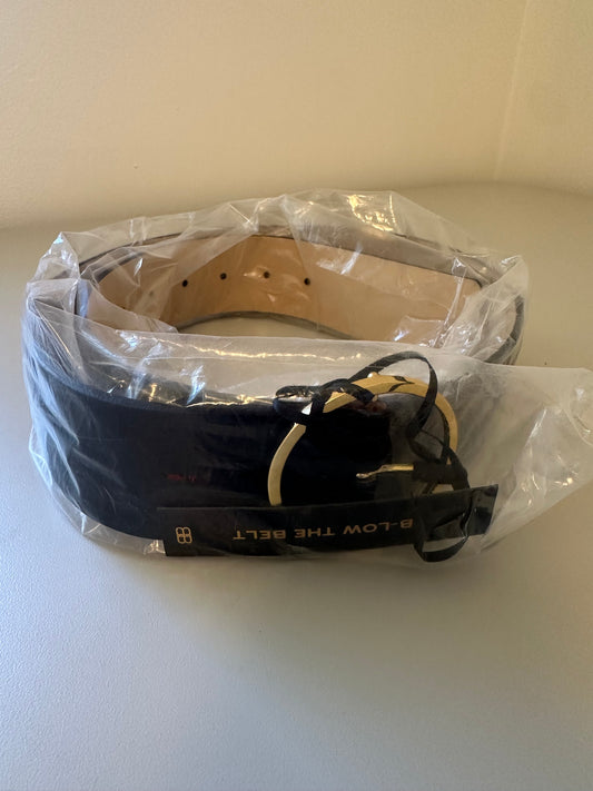 NWT B-Low the Belt Molly Black Belt with Gold Circle Buckle | Size Medium
