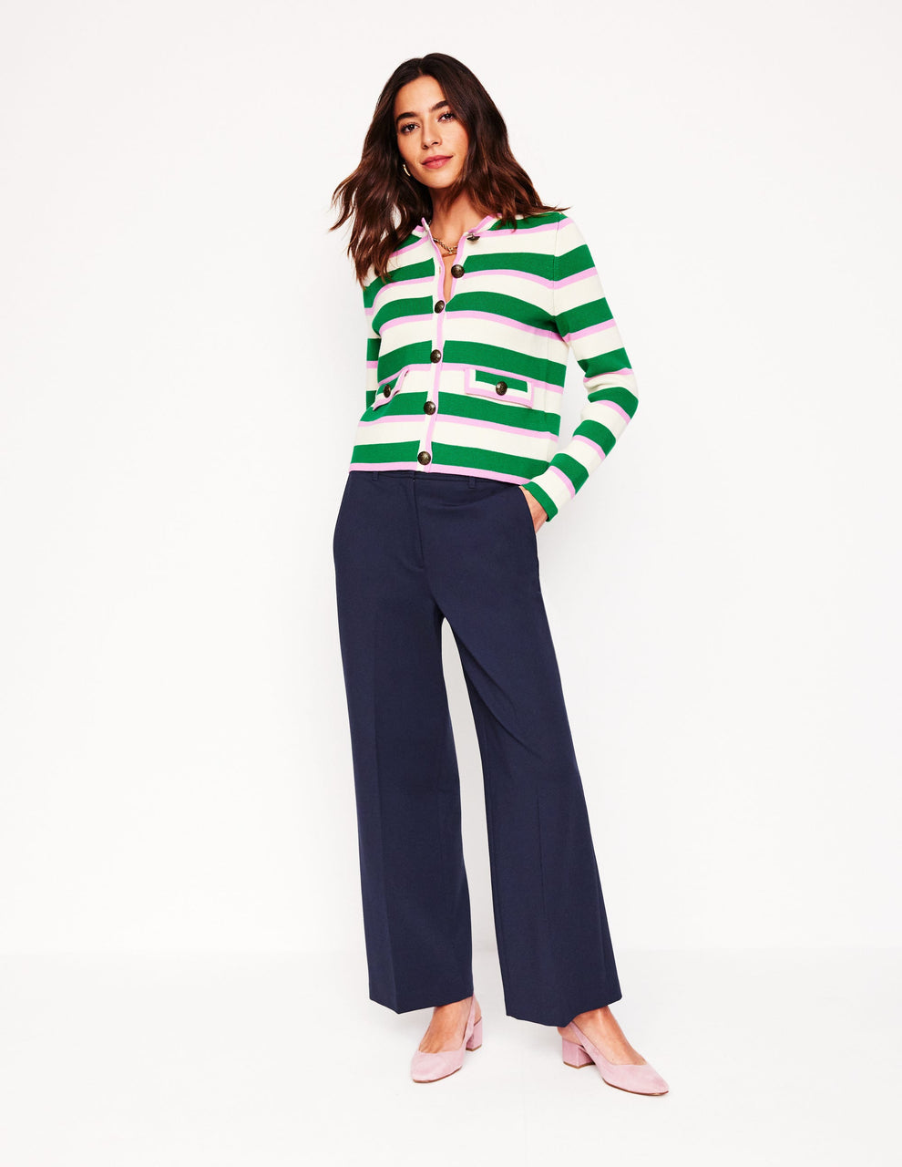 Boden Wide-Leg Ponte Pants in Navy | Size 12P