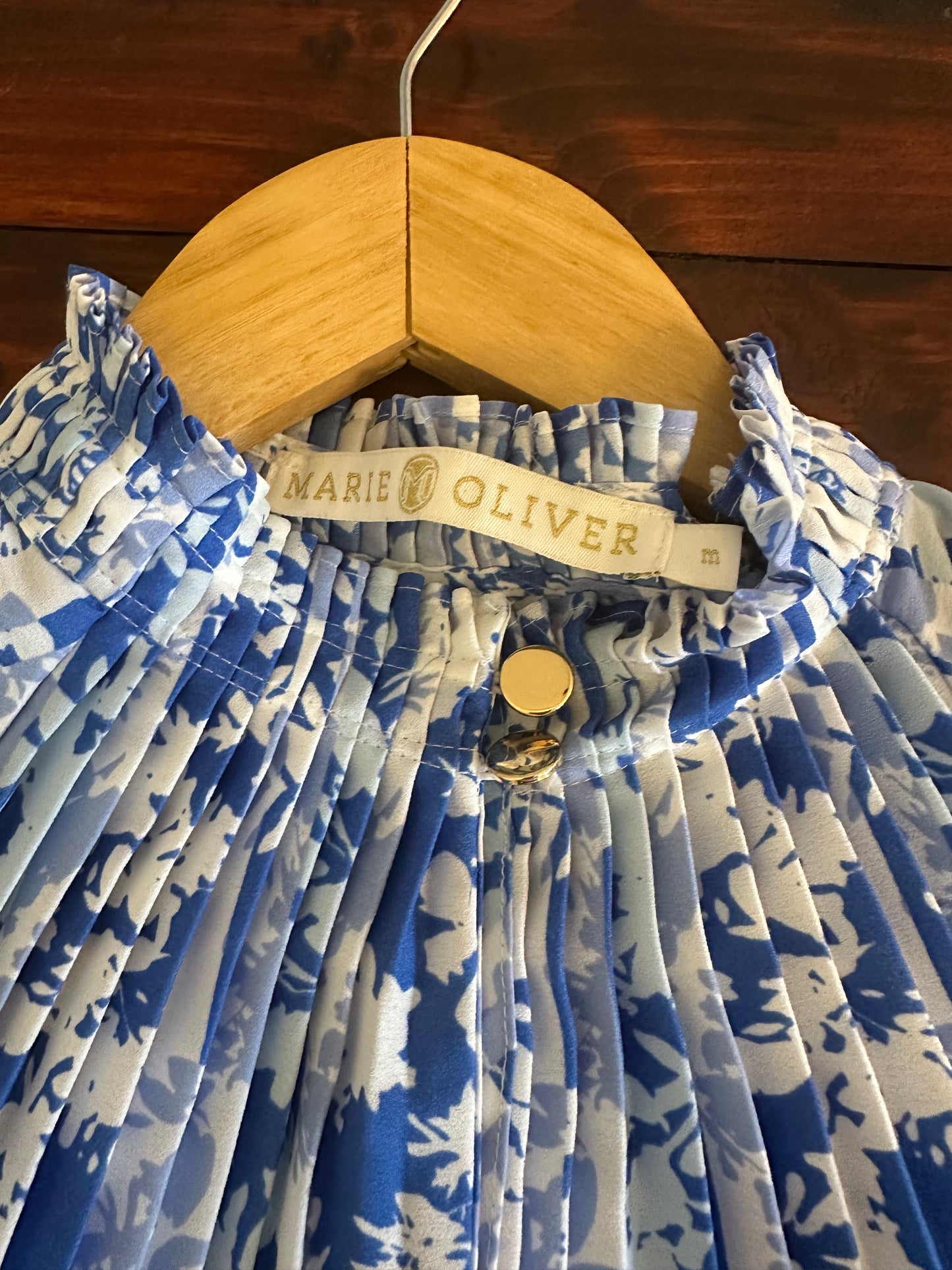 Marie Oliver Floral Blue Sleeveless Top Size Medium