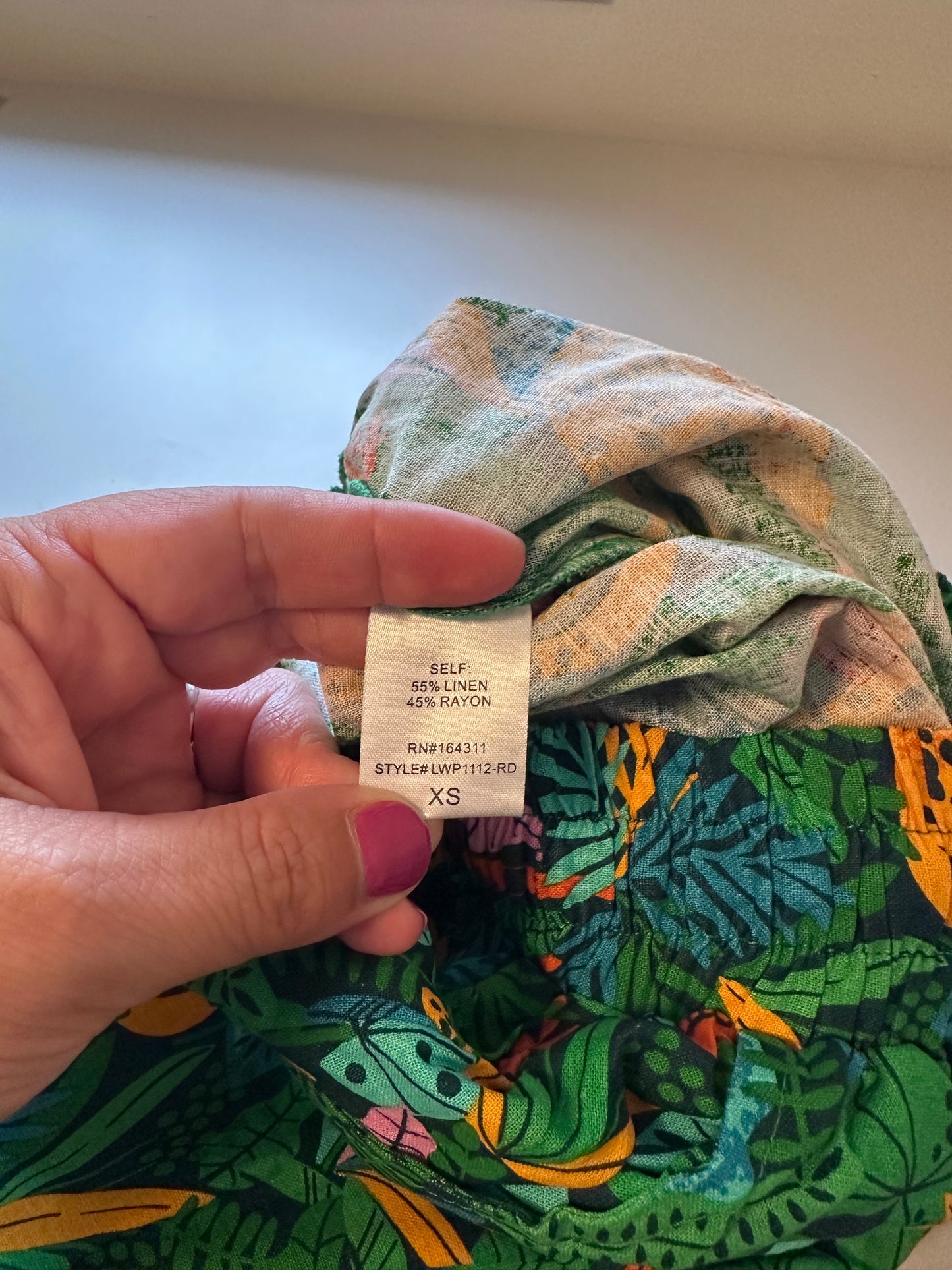 Palms Away - Tropical Print Green Elastic Waist Women's Shorts | Size XS