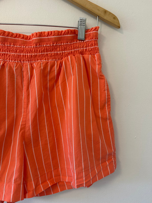 a new day Women's High Waist Coral Striped Shorts - Size Medium