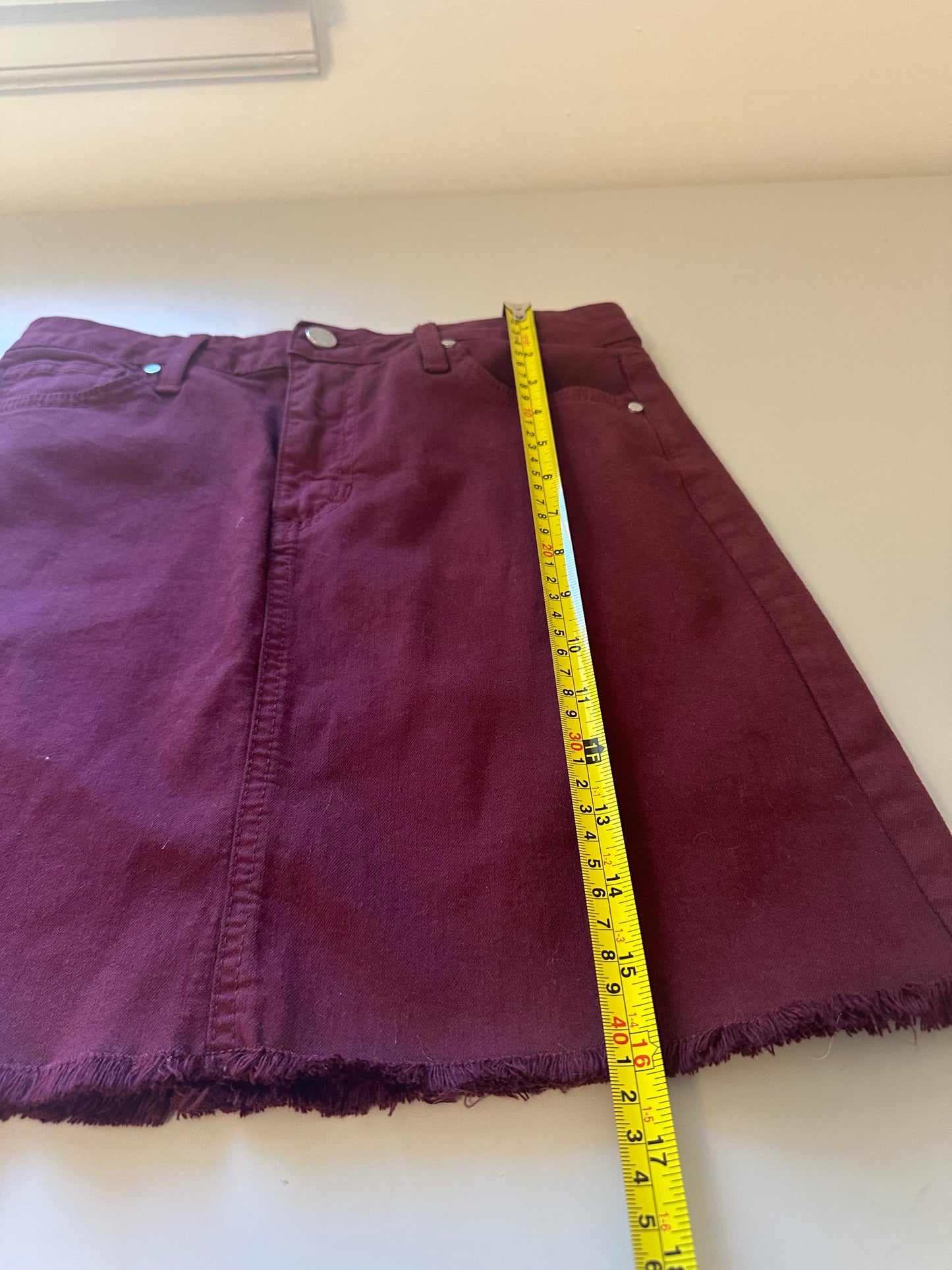 Just Black Deep Red Burgundy Denim Mini Skirt | Size Small