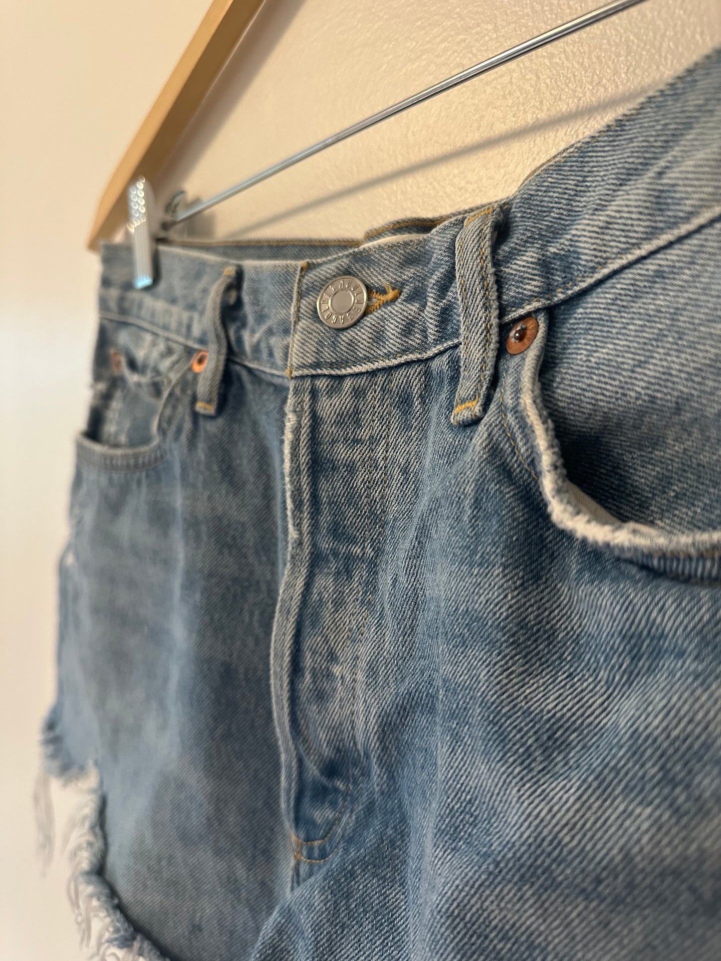 Agolde Parker Distressed Denim Shorts - Size 28