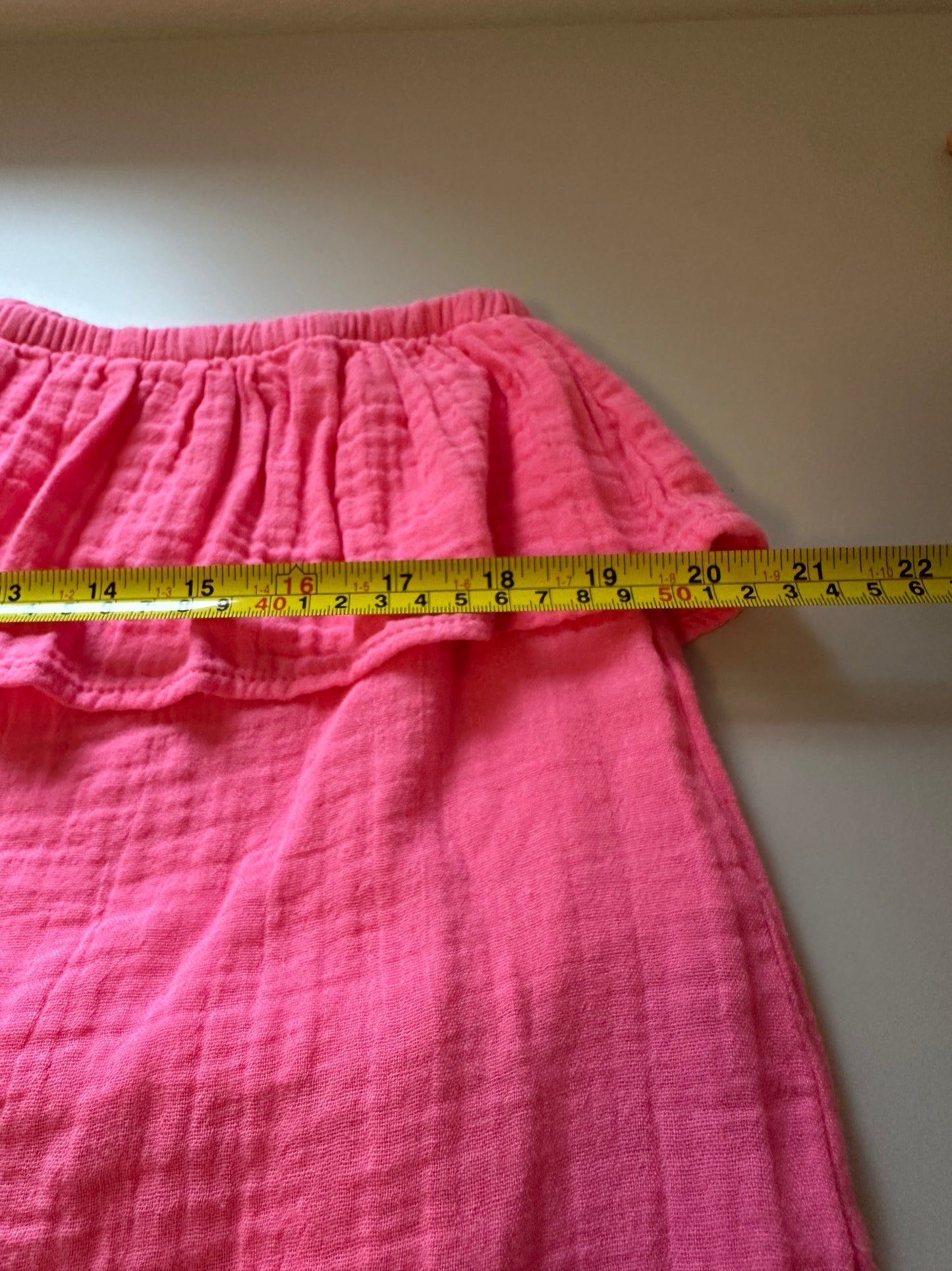 Stark X - Pink One-Shoulder Ruffle Gauze Cotton Blouse | Size Small