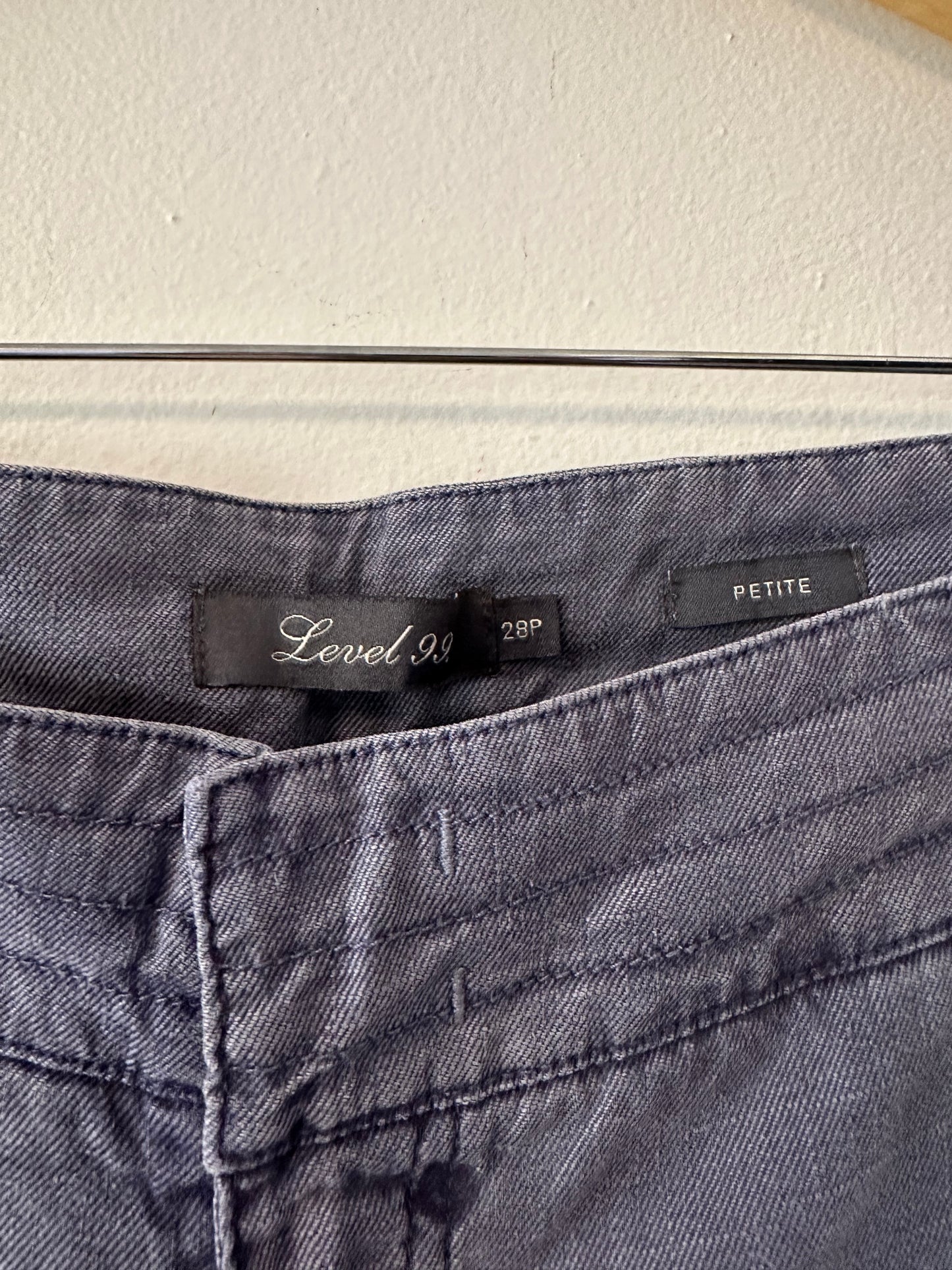 Level 99 Charcoal Low Rise Flare Pants | Size 28 Petite