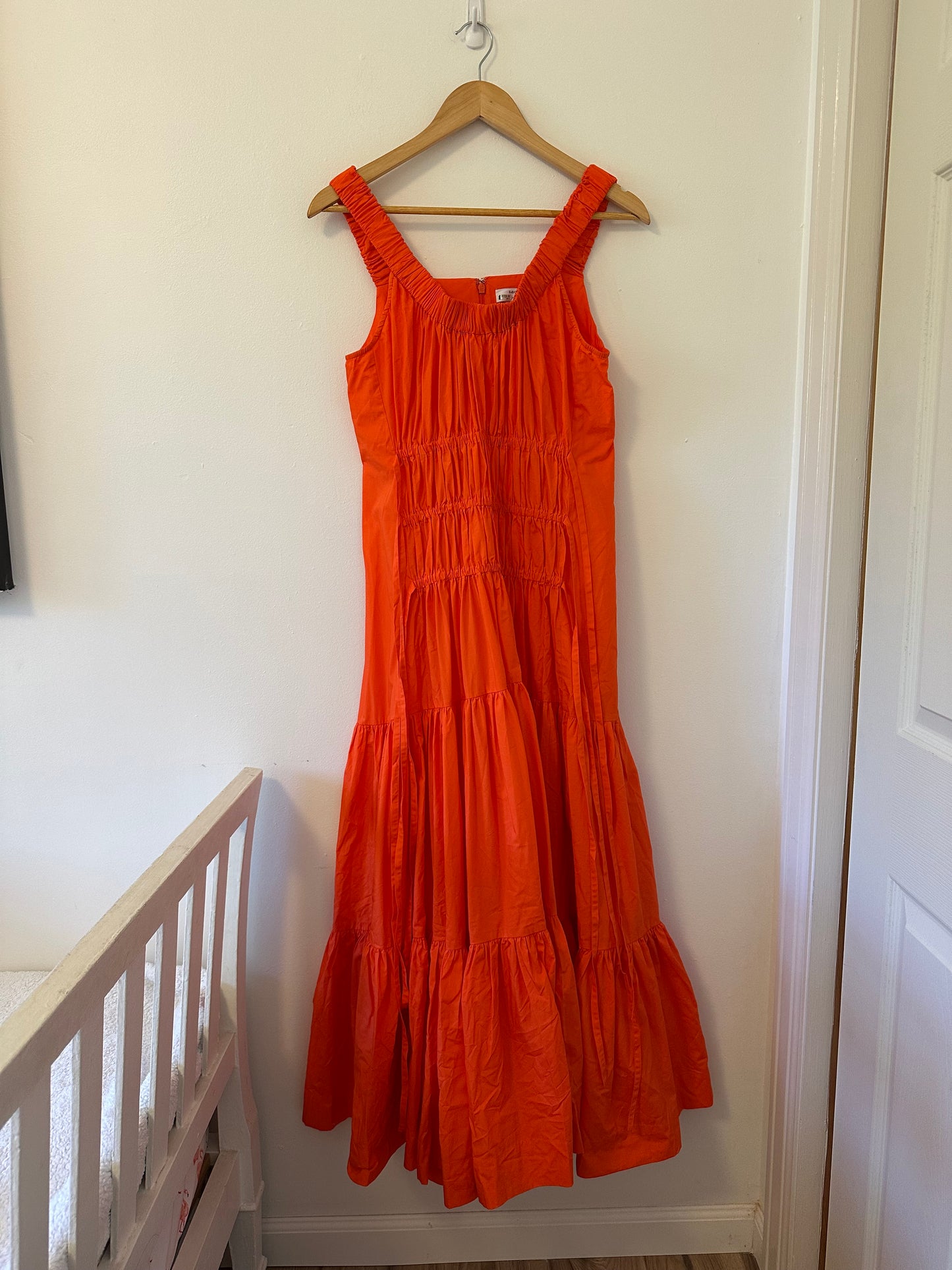 Eudon Choi Midi Tiered Orange Dress - Size 6