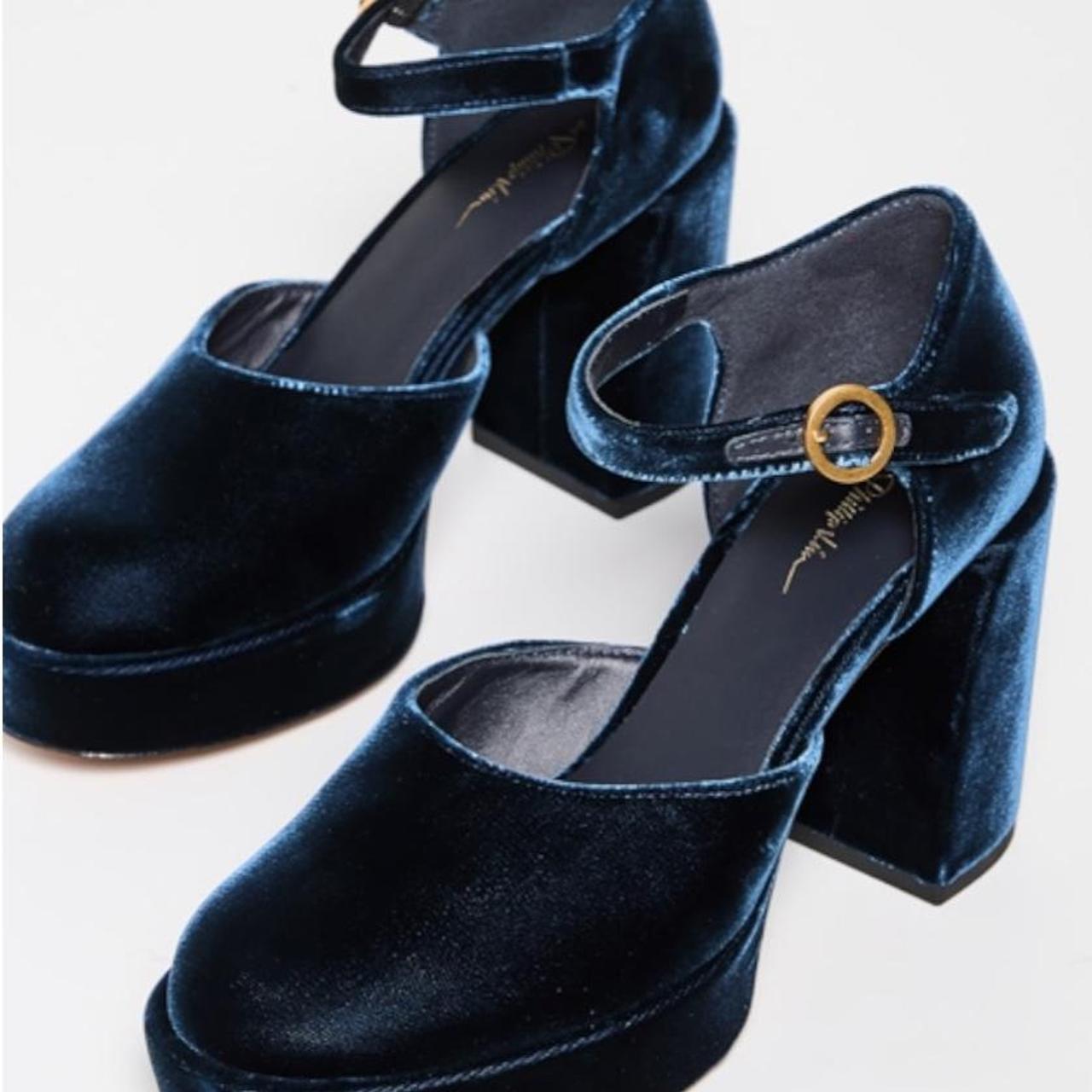 3.1 Phillip Lim Naomi Navy Velvet Platform Maryjane Heels | Size 39.5