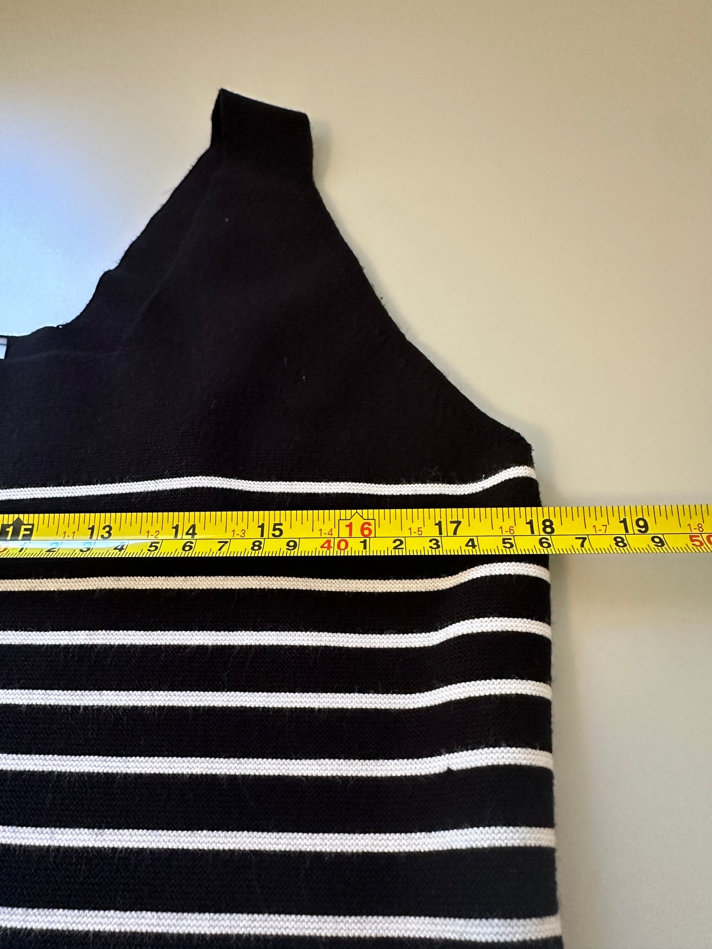 Elie Tahari Women's Ellie Squareneck Striped Knit Tank in Black | Size Extra Large
