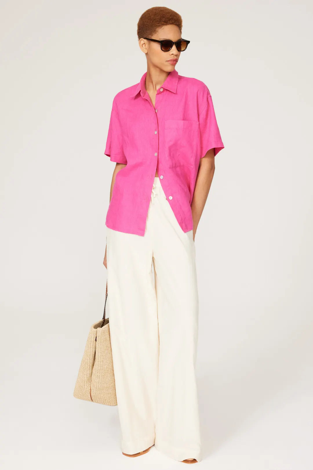 Rails Mackinley Linen Top in Raspberry- Size Small
