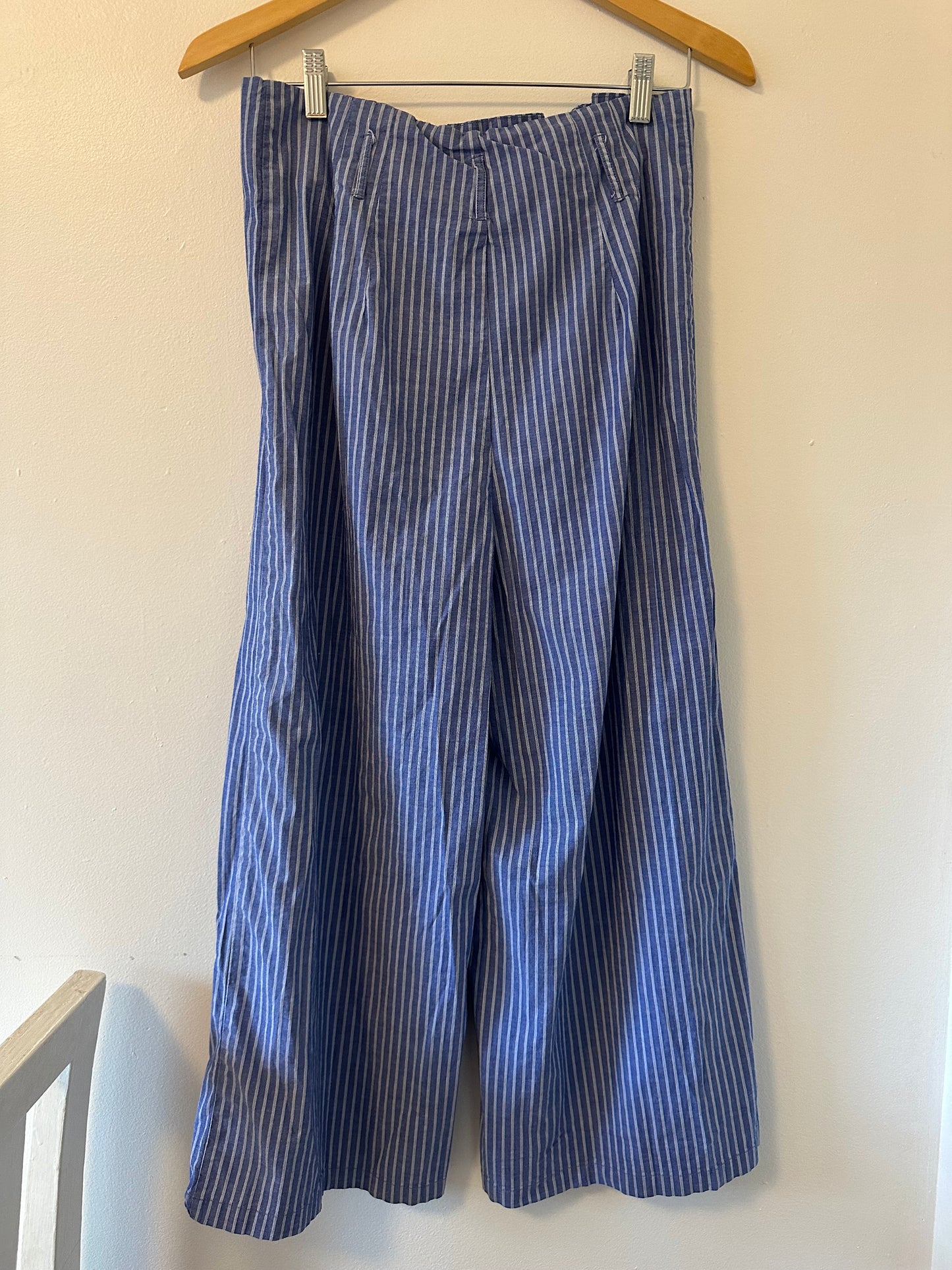 A New Day Blue Striped Wide-Leg Pants Size 10
